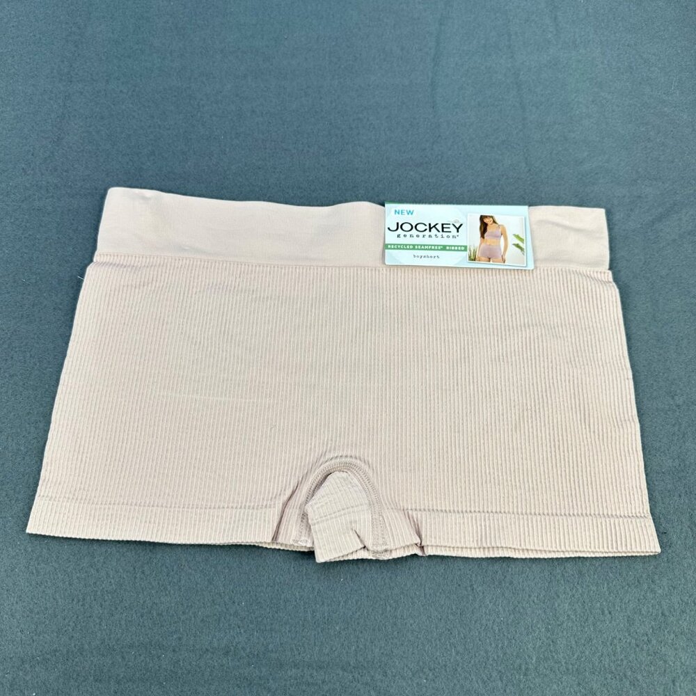 Jockey Womens Size Medium Panty Boyshort Generation Seamfree Ribbed Pink New